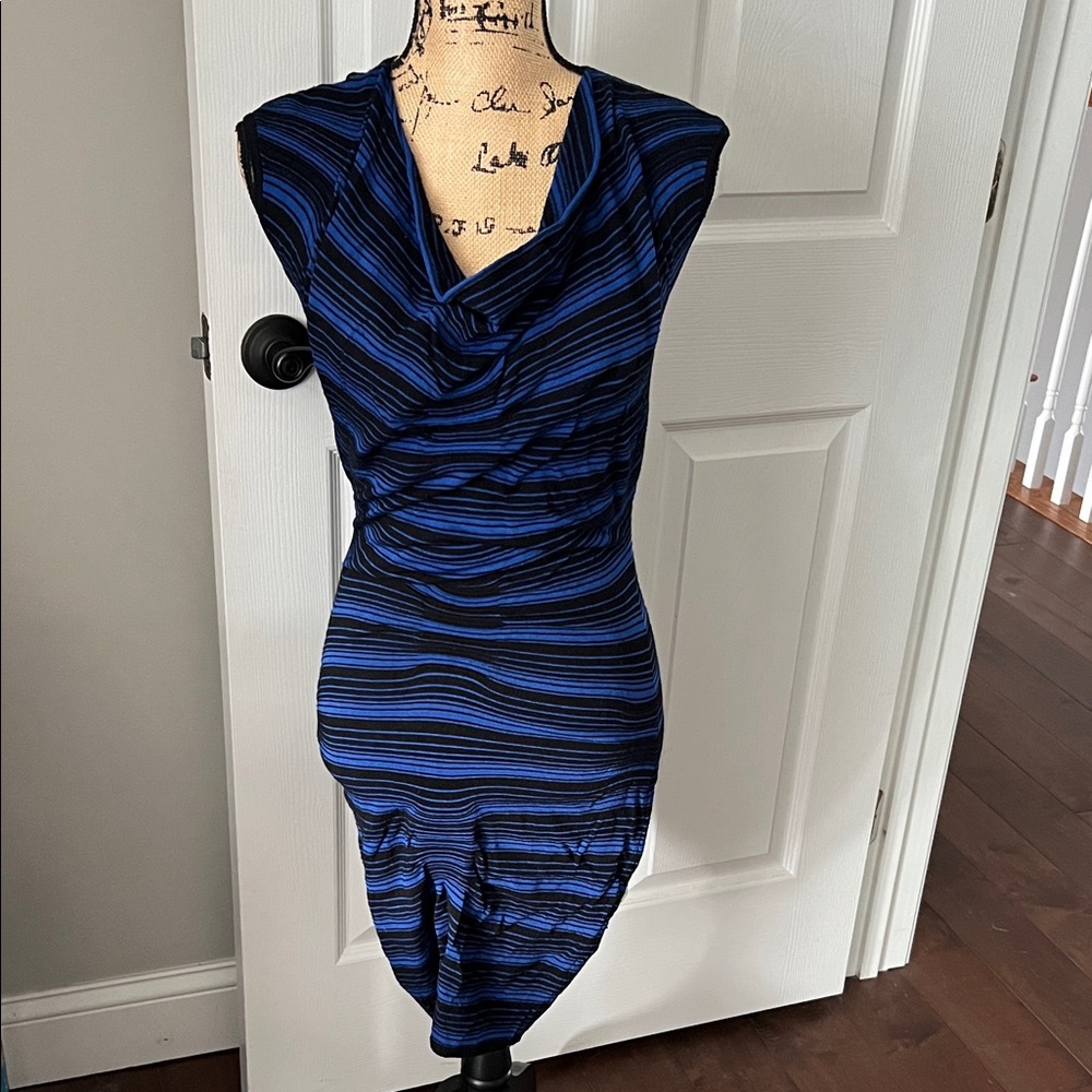 Max Studio Blue and Black sweater Dress. Small. Classy - Picture 3 of 6